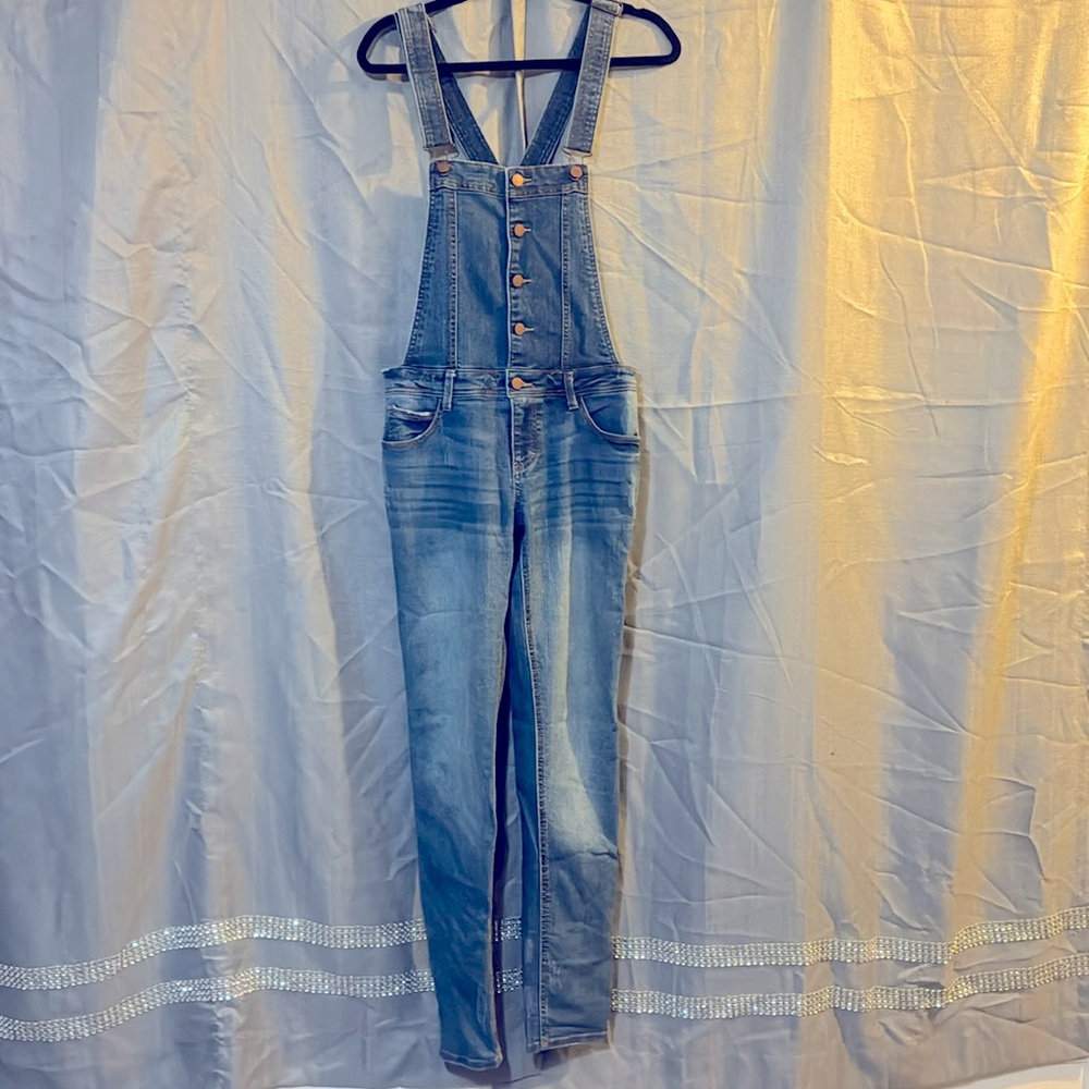 Stretch backless denim overalls